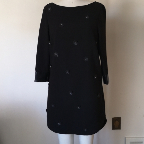 RW&CO. - Black Shift Dress with Applique Flowers - Picture 2 of 9
